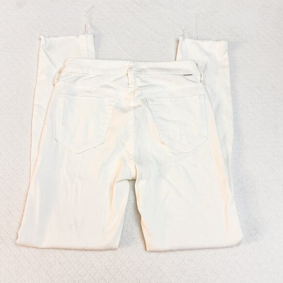 Mother Looker Ankle Fray Glass Slipper White Denim Jeans Size 25 - Picture 5 of 10